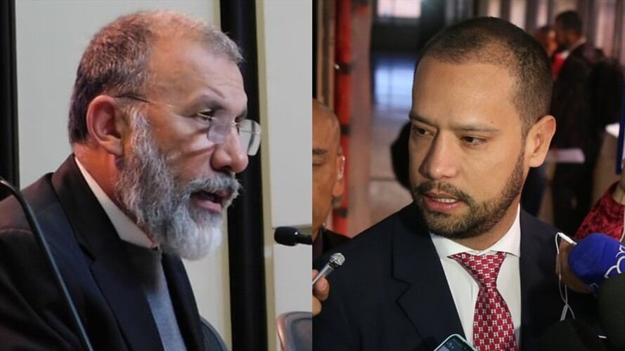 A través de su abogado, Felipe Caballero, el abogado Diego Cadena (izq) anunció que denunciará penalmente al senador Roy Barreras. Foto: Colprensa