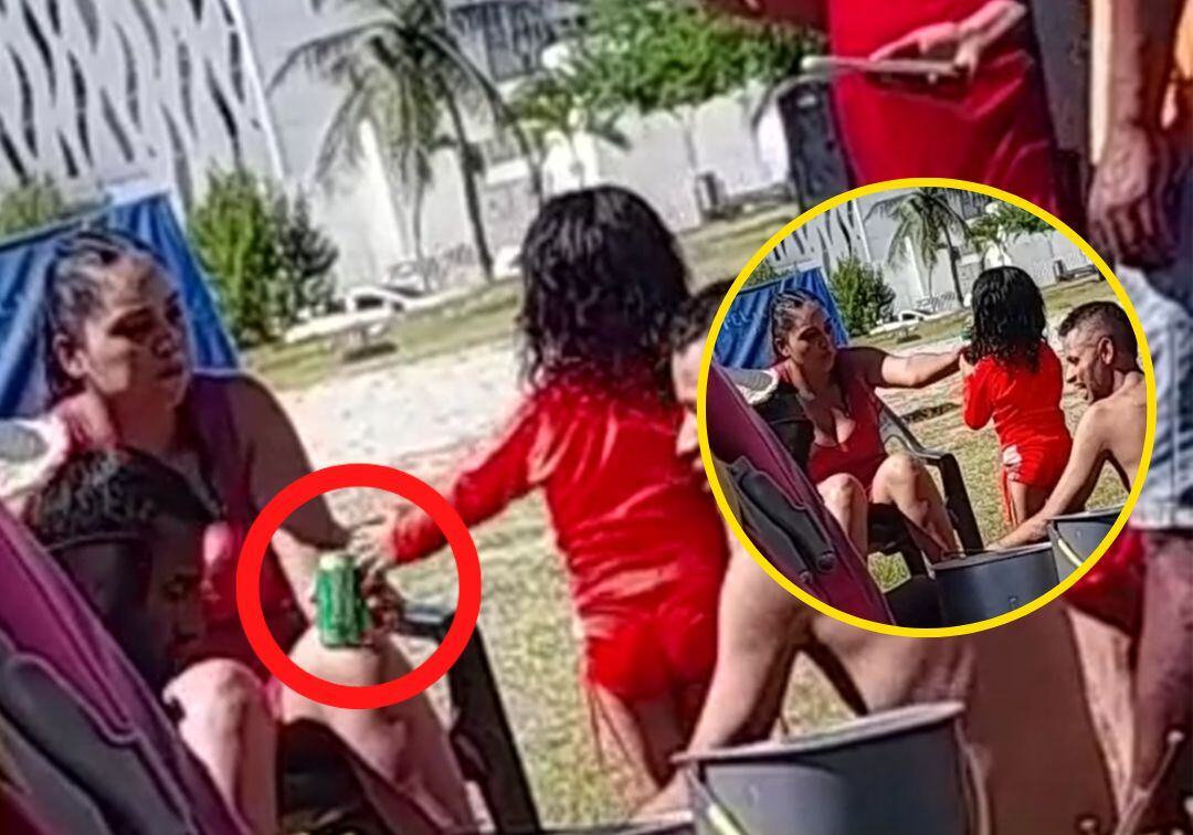 Captura de video. Adulta le da de beber cerveza a menor en playas de Cartagena