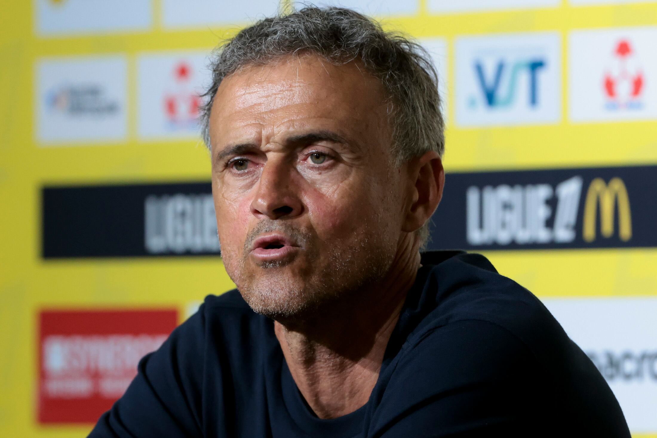 Luis Enrique, entrenador español el 17 de agosto de 2025 en una rueda de prensa. FOTO: Jean Catuffe/Getty Images