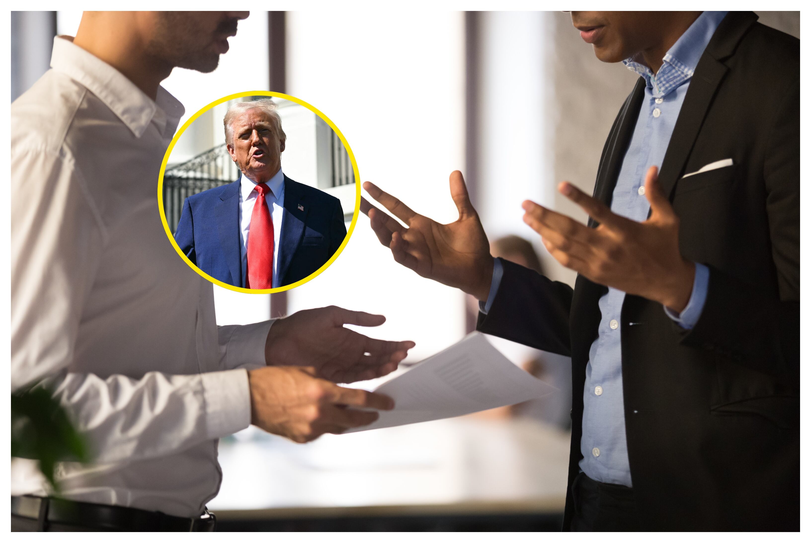 Donald Trump y referencia de empresarios. Foto: SAUL LOEB/AFP via Getty Images.