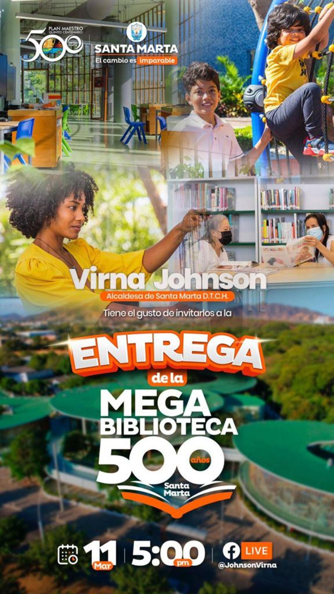 Anuncio de la Megabiblioteca/ Alcaldía de Santa Marta