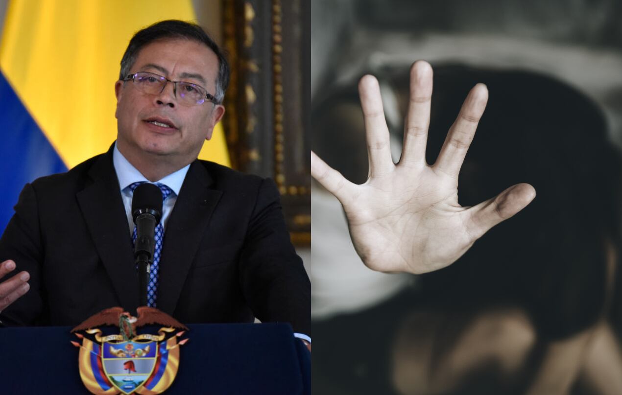 Presidente Gustavo Petro e imagen de referencia de abuso sexual. Foto: Colprensa y Getty Images.