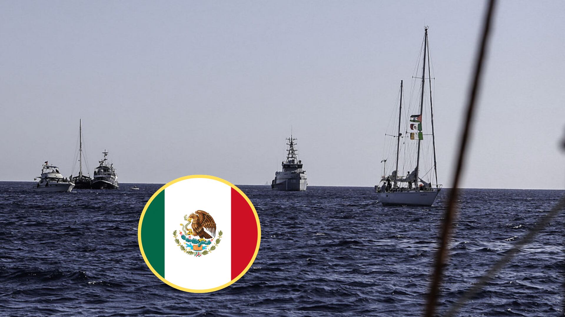 Flotilla Global Sumud, bandera de México. Foto: Niccolo Celesti/Anadolu via Getty Images/Getty Images