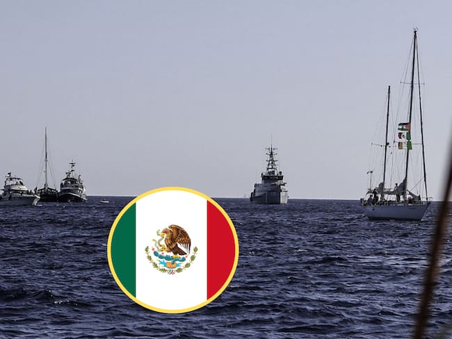 Flotilla Global Sumud, bandera de México. Foto: Niccolo Celesti/Anadolu via Getty Images/Getty Images