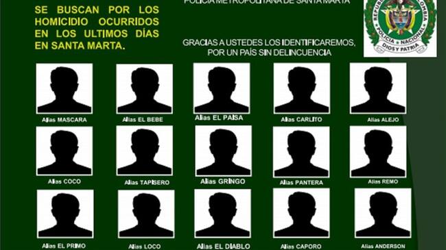Revelan nuevo cartel de los 34 más buscados en Santa Marta . Foto: Cortesía Policía Nacional