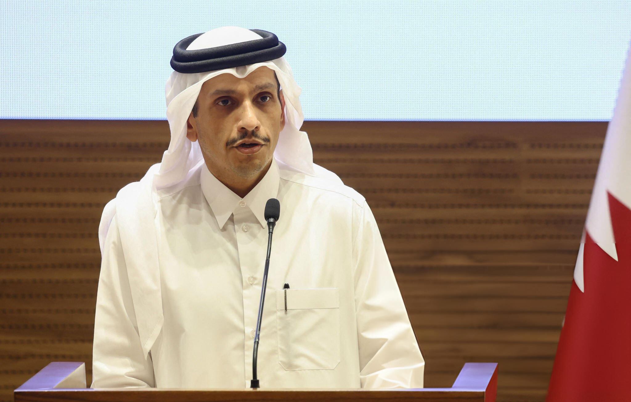 El primer ministro qatarí, jeque Mohammed bin Abdulrahman en Doha el 3 de abril de 2024. (Foto de KARIM JAAFAR / AFP)