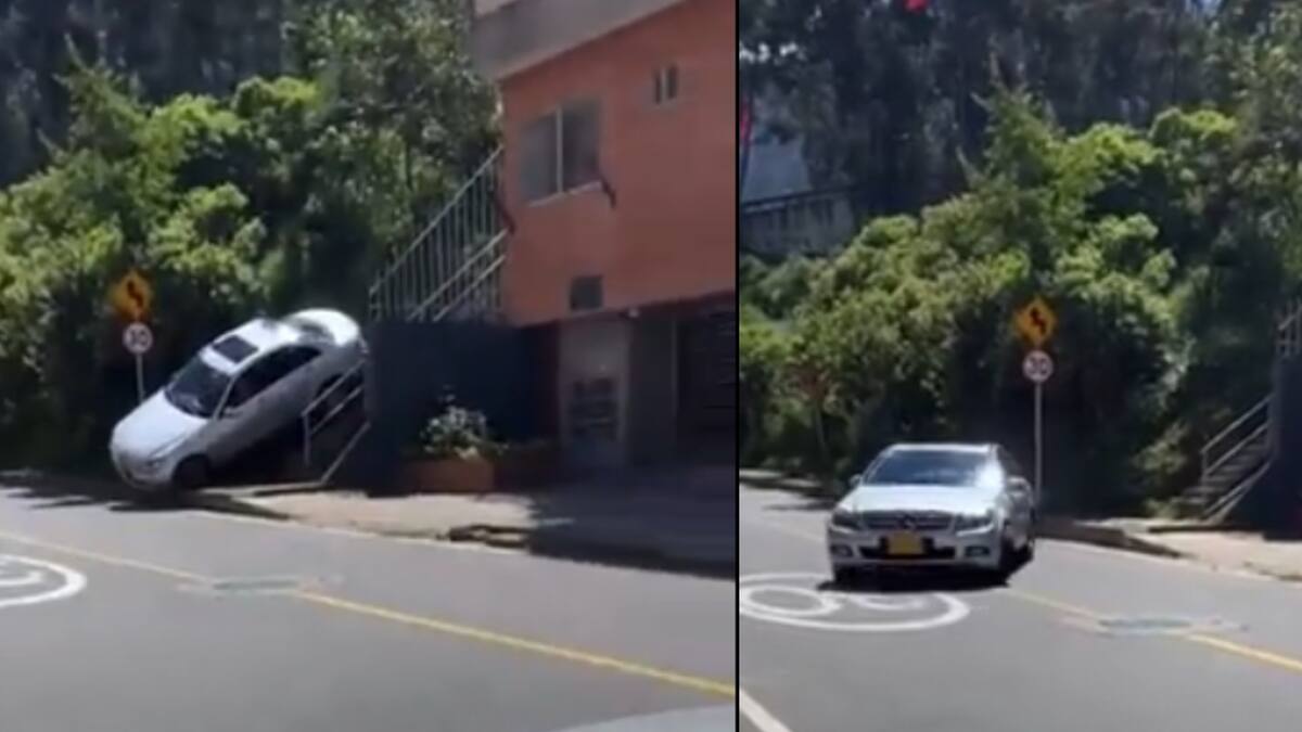 “No me explico, ¿cómo lo hizo?”: carro lujoso bajó por unas angostas escaleras en Bogotá