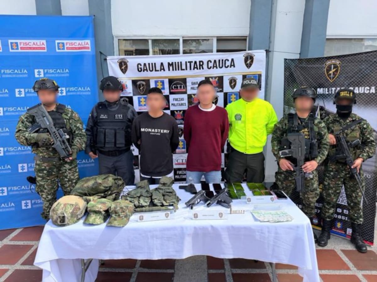 El Gaula capturó a dos presuntos delincuentes que estarían al servicio de las disidencias en Cauca