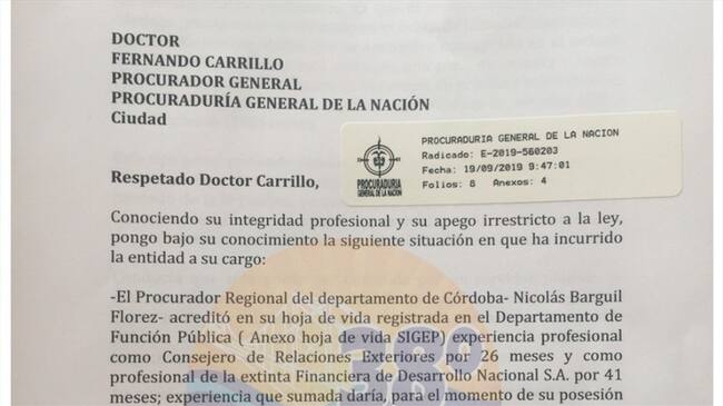 Presentan queja contra el procurador regional de Córdoba. Foto:
