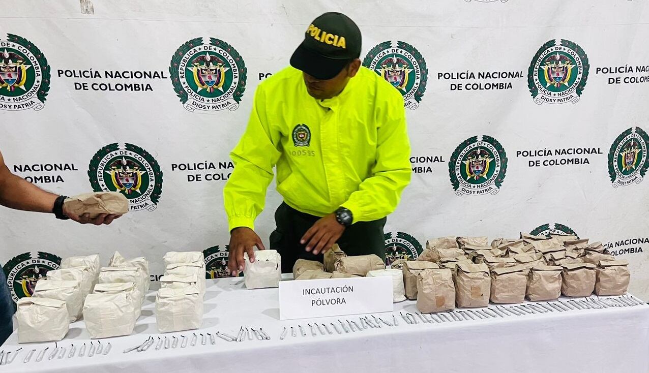 Incautan más de 30 kilos de pólvora en Córdoba. Foto: Cortesia Policía Nacional.