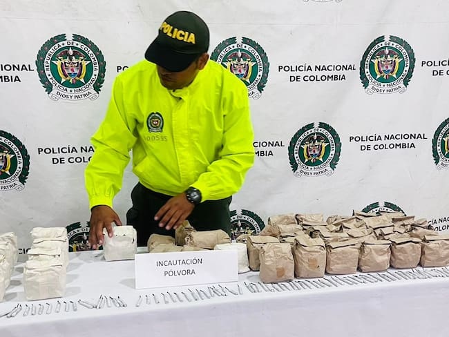 Incautan más de 30 kilos de pólvora en Córdoba. Foto: Cortesia Policía Nacional.