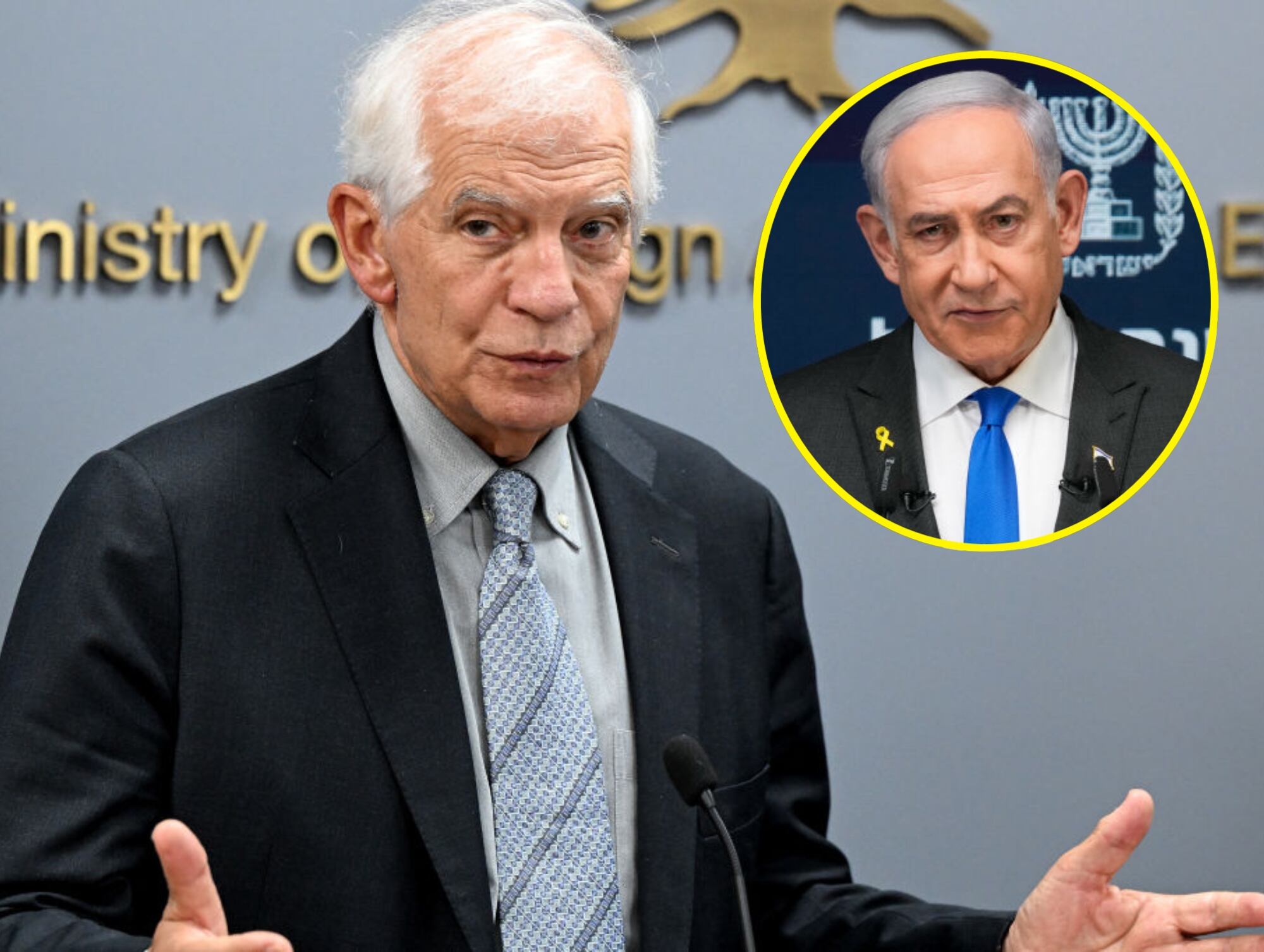 Josep Borrell. I Foto: JOSEPH EID/AFP via Getty Images. Benjamín Netanyahu. I Foto: EFE/EPA/ABIR SULTAN EPA POOL. / ABIR SULTAN (EFE).