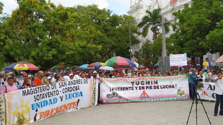 “No podemos permitir los bonos escolares”: presidente de Fecode desde Montería. Foto: Wilson Alvarado. 