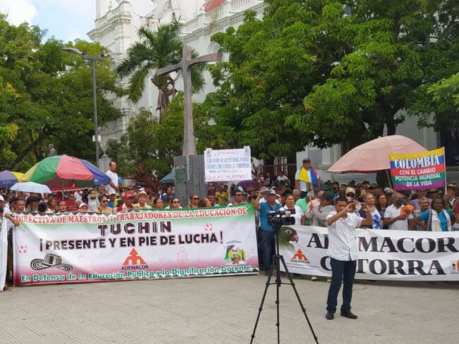 “No podemos permitir los bonos escolares”: presidente de Fecode desde Montería. Foto: Wilson Alvarado.