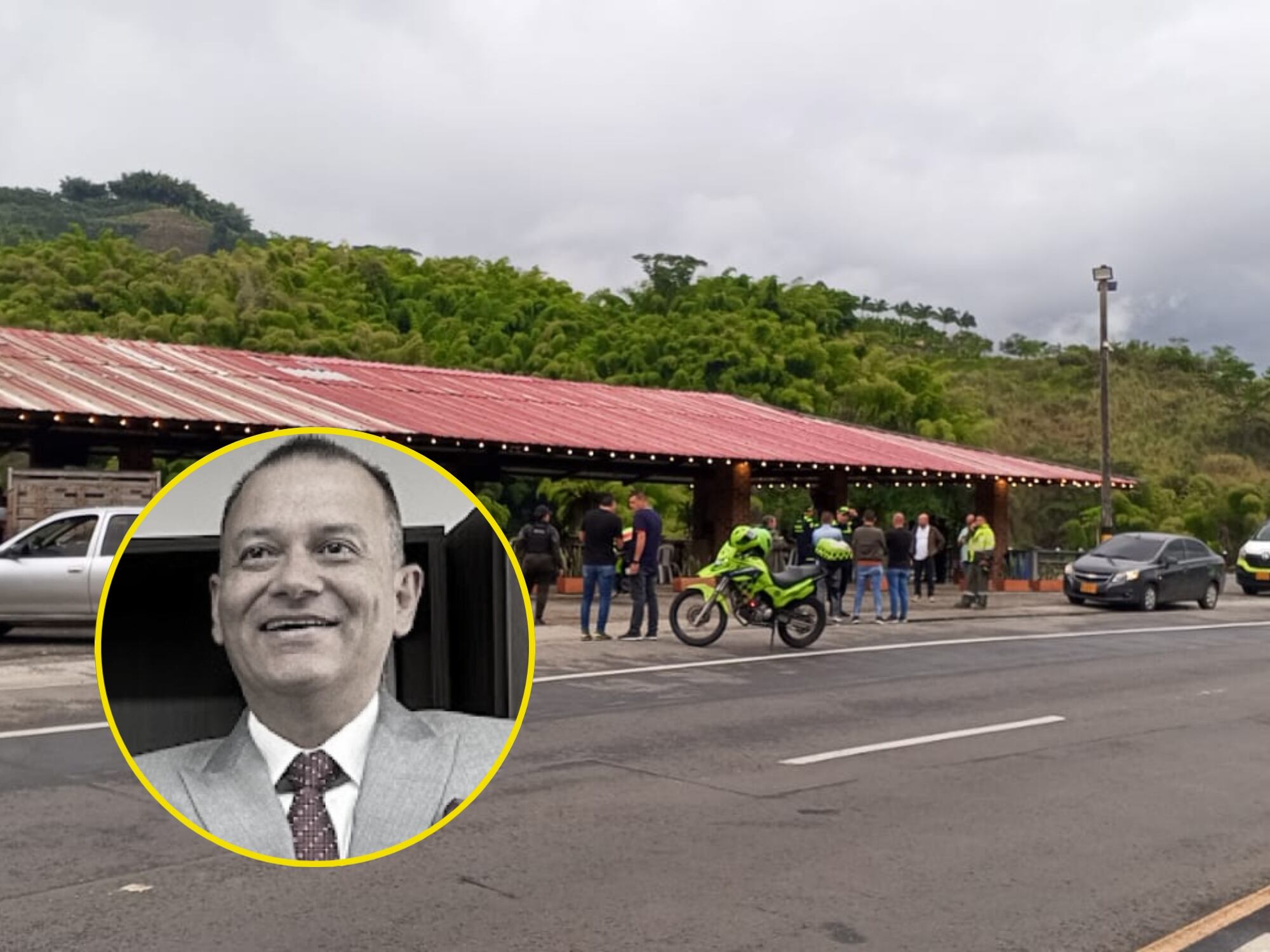Restaurante donde el magistrado murió por un impacto de bala. Fotos: Samir Londoño Radar Informativo y rama judicial.gov.co
