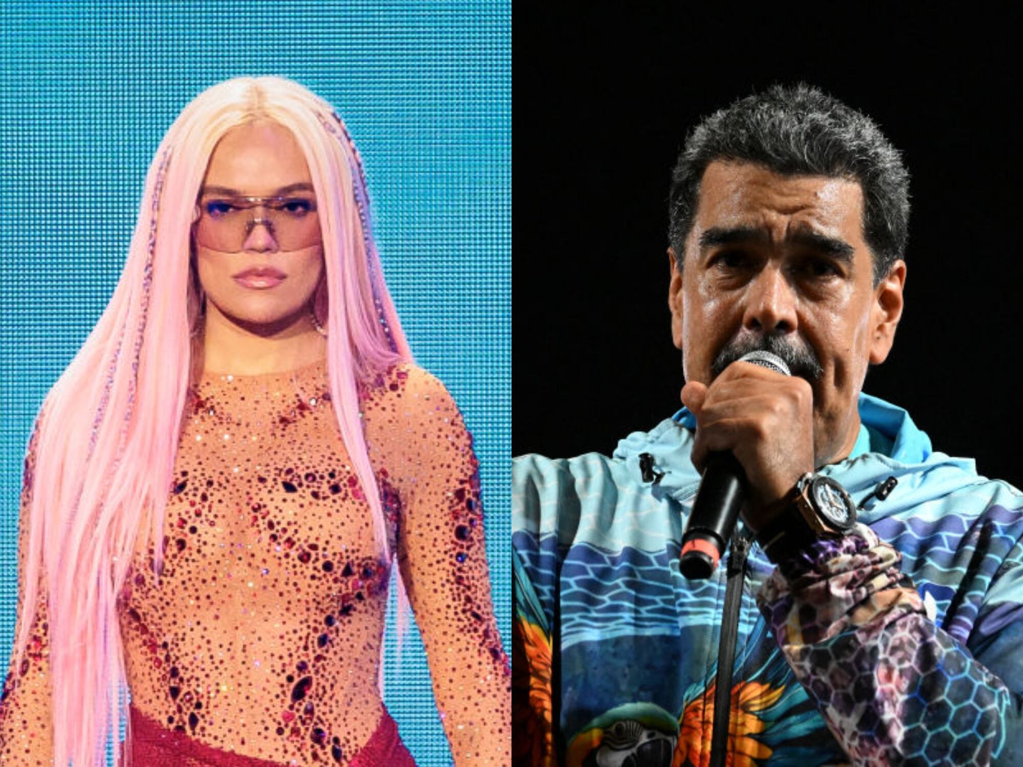 Karol G y Nicolás Maduro. Getty Images
