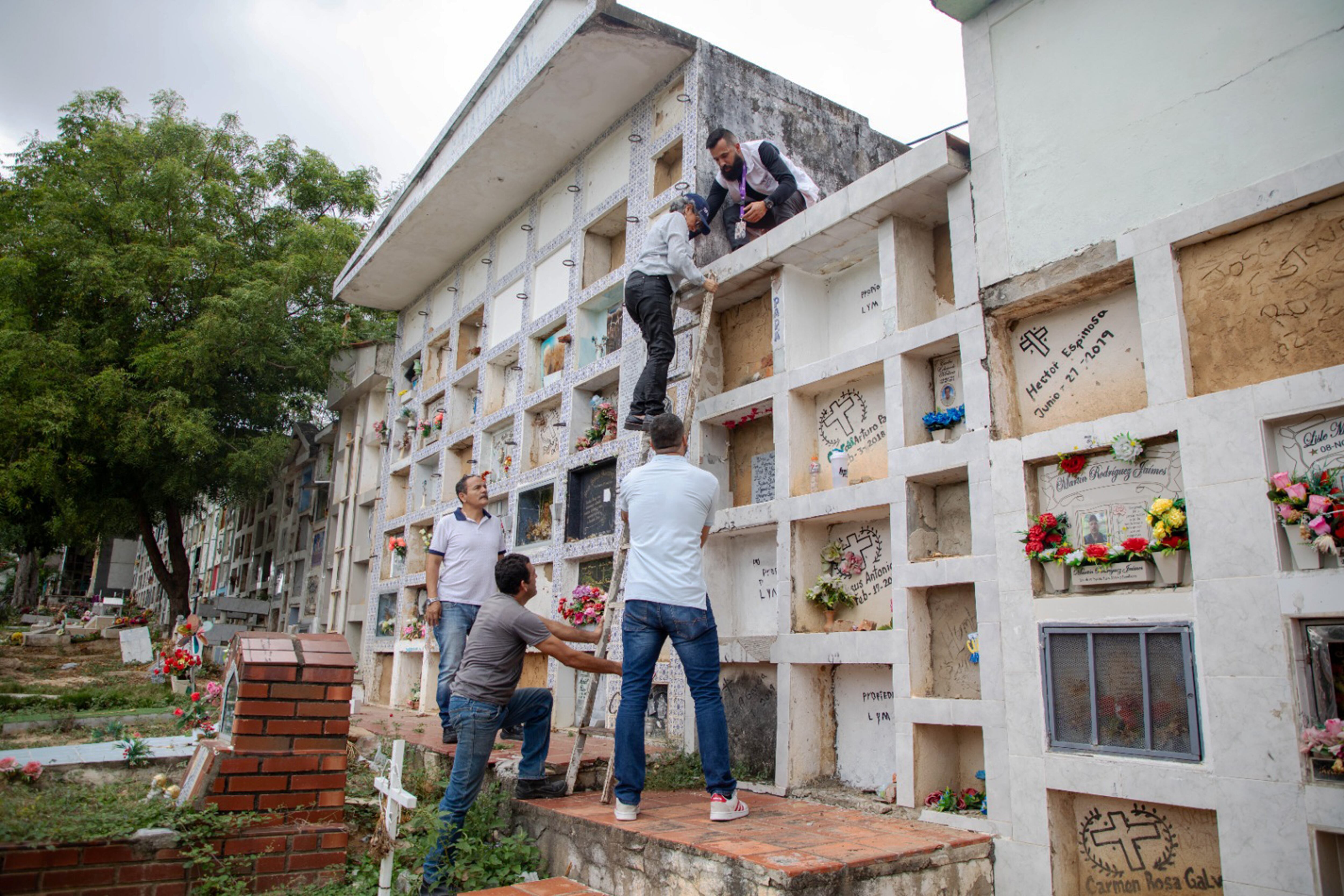 CUC400. CÚCUTA (COLOMBIA), 24/02/2024.- Fotografía cedida por la Jurisdicción Especial para la Paz que muestra a un grupo de investigadores de la Unidad de Búsqueda de Personas dadas por Desaparecidas (UBPD) mientras recorren algunas tumbas del Cementerio de Cúcuta (Colombia). La Jurisdicción Especial para la Paz (JEP) y la Unidad de Búsqueda de Personas Desaparecidas (UBPD) lograron recuperar 211 cuerpos de presuntas víctimas de desaparición en el marco del conflicto armado en el cementerio de la ciudad de Cúcuta, fronteriza con Venezuela. EFE/ Nicole Acuña/ Cortesía Jurisdicción Especial para la Paz/SOLO USO EDITORIAL/SOLO DISPONIBLE PARA ILUSTRAR LA NOTICIA QUE ACOMPAÑA (CRÉDITO OBLIGATORIO)