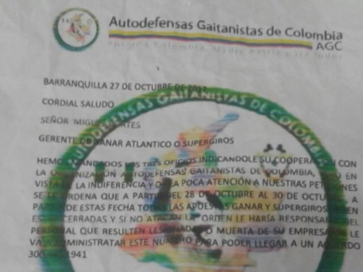 Aparece panfleto que amenaza a personal de apuestas en el Atlántico