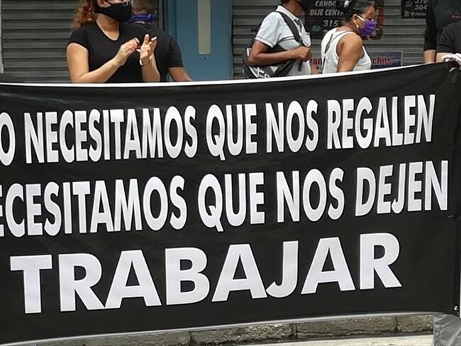 Así protestaron los comerciantes en el centro de Barranquilla