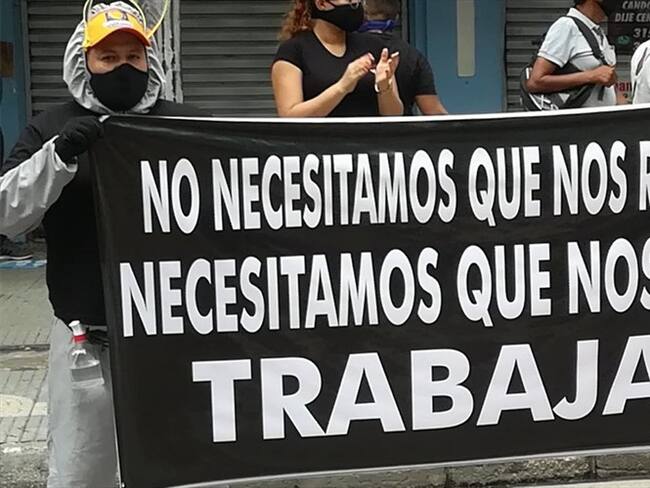 Así protestaron los comerciantes en el centro de Barranquilla