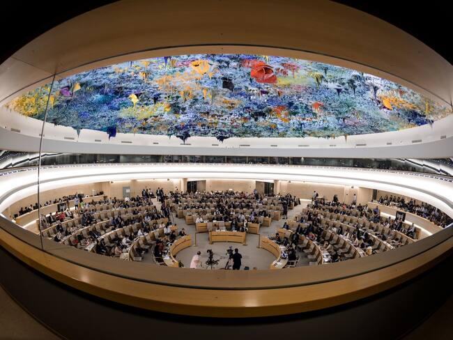 Consejo de Derechos Humanos de las Naciones Unidas. (Photo credit should read FABRICE COFFRINI/AFP via Getty Images)