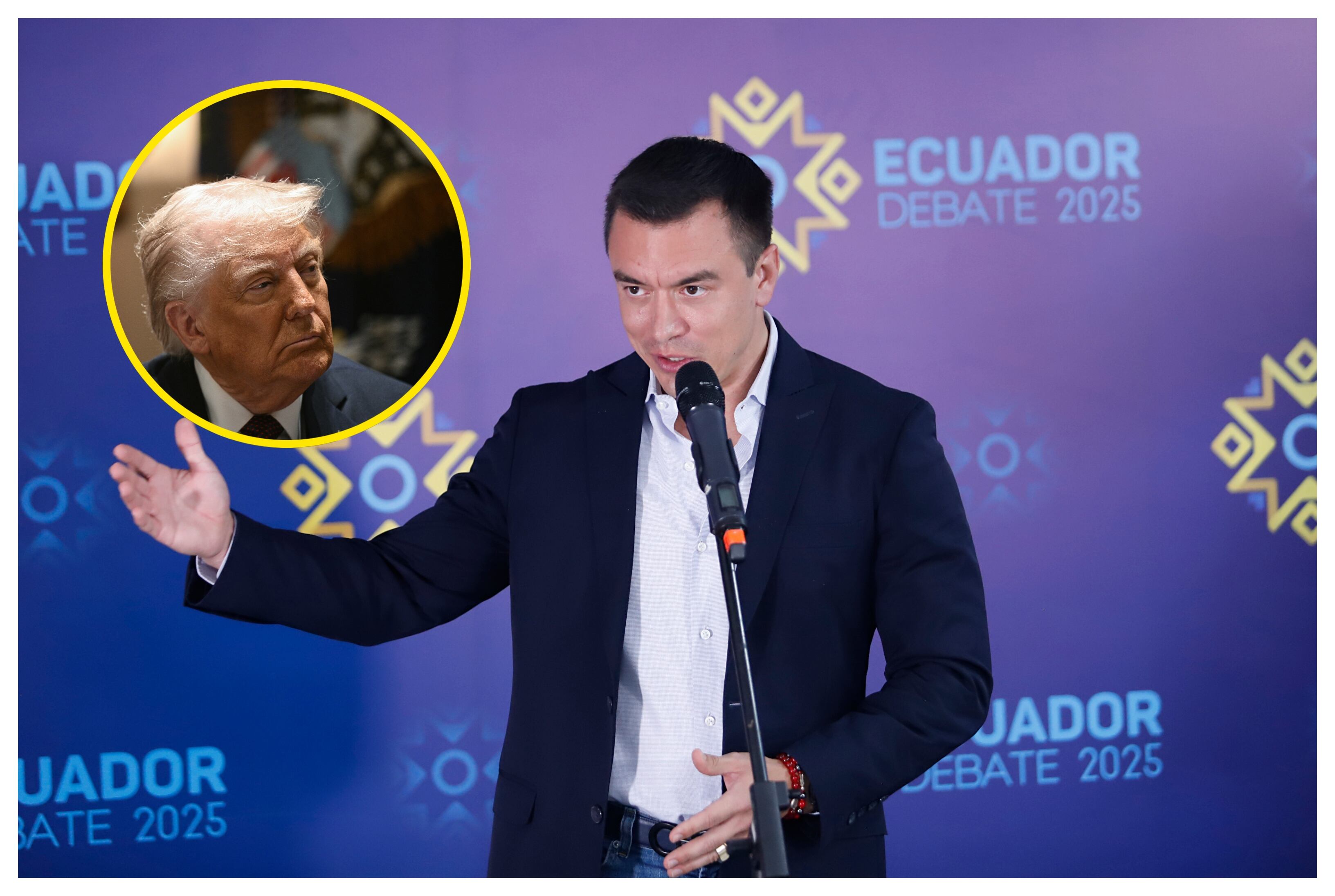 Daniel Noboa y Donald Trump. Foto:  Felipe Stanley/Agencia Press South/Getty Images.