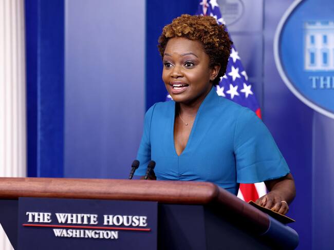 Karine Jean-Pierre. (Photo by Anna Moneymaker/Getty Images)