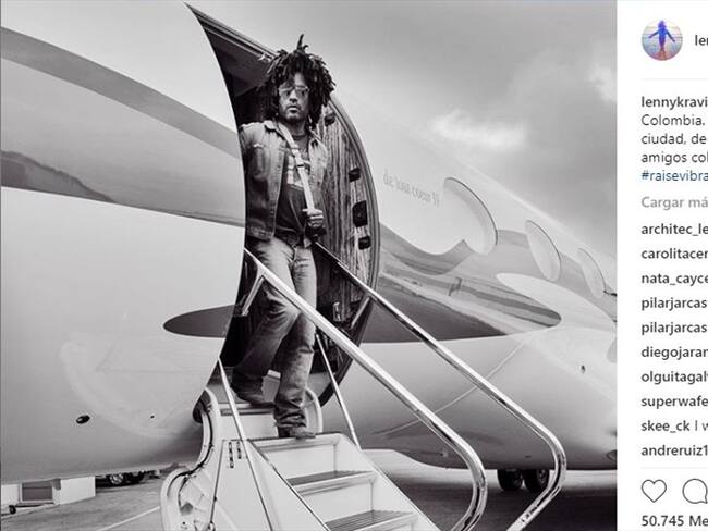Lenny Kravitz ya está en Colombia . Foto: Perfil Instagram Lenny Kravitz