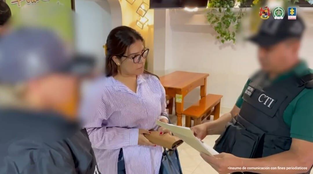 Captura de la alcaldesa de Cajibío Cauca Diana carolina Cabanillas. Crédito: Fiscalía General de la Nación.