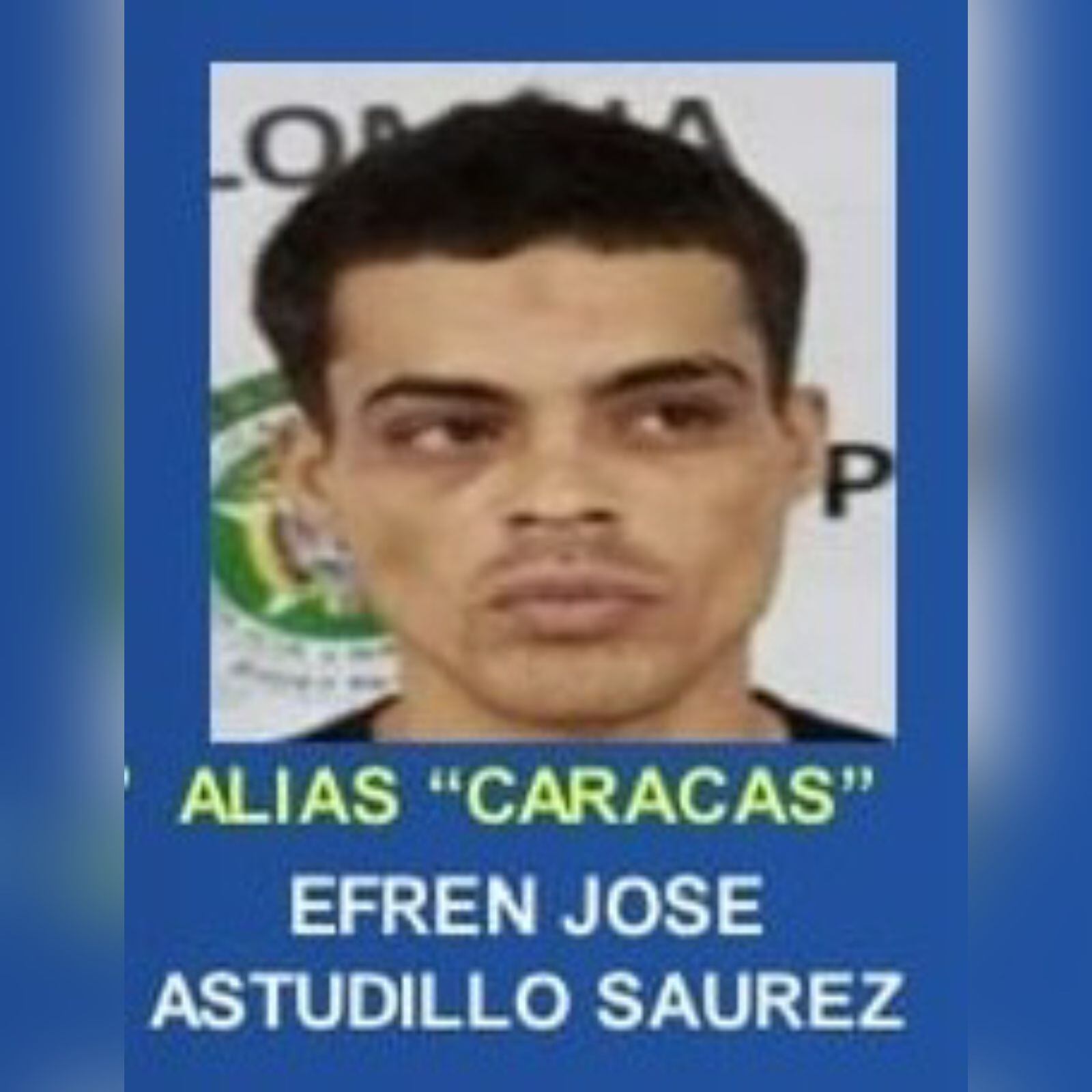 Efrén José Astudillo Suárez, alias "Caracas", cabecilla urbano de los AK47. Foto: Policía Nacional.