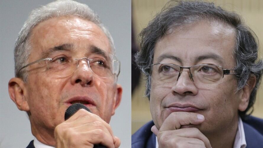 Expresidente Álvaro Uribe Vélez y senador Gustavo Petro. Foto: Colprensa - Álvaro Tavera