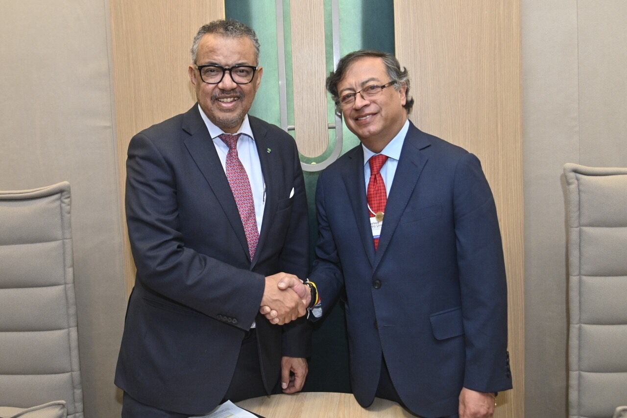Tedros Adhanom Ghebreyesus y Gustavo Petro. Foto: Presidencia