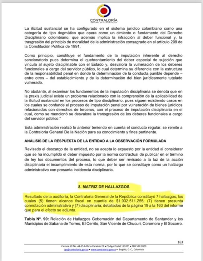 Hallazgos de la Contraloría