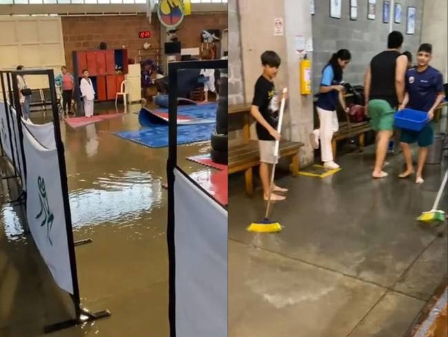 Inundaciones y mal estado del Coliseo de Combate de Pereira / Foto: Suministrada deportistas