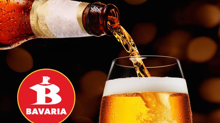 Imagen de referencia persona sirviendo una cerveza. En el círculo, el logo de Bavaria / Fotos: GettyImages y redes sociales
