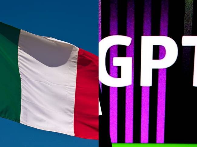 Bandera de Italia y logo de ChatGPT imagen de referencia. Foto: Getty Images.