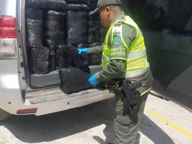 Las autoridades indicaron que el cargamento procedía del departamento del Cauca, y tendría como destino el Eje Cafetero.  Foto: Policía.